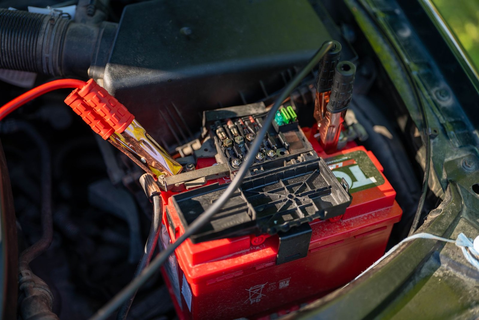 AGM and standard lead-acid car batteries side by side